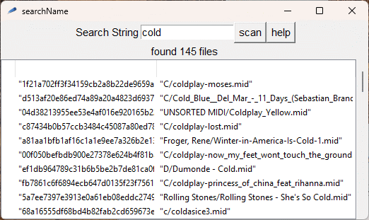 search name window